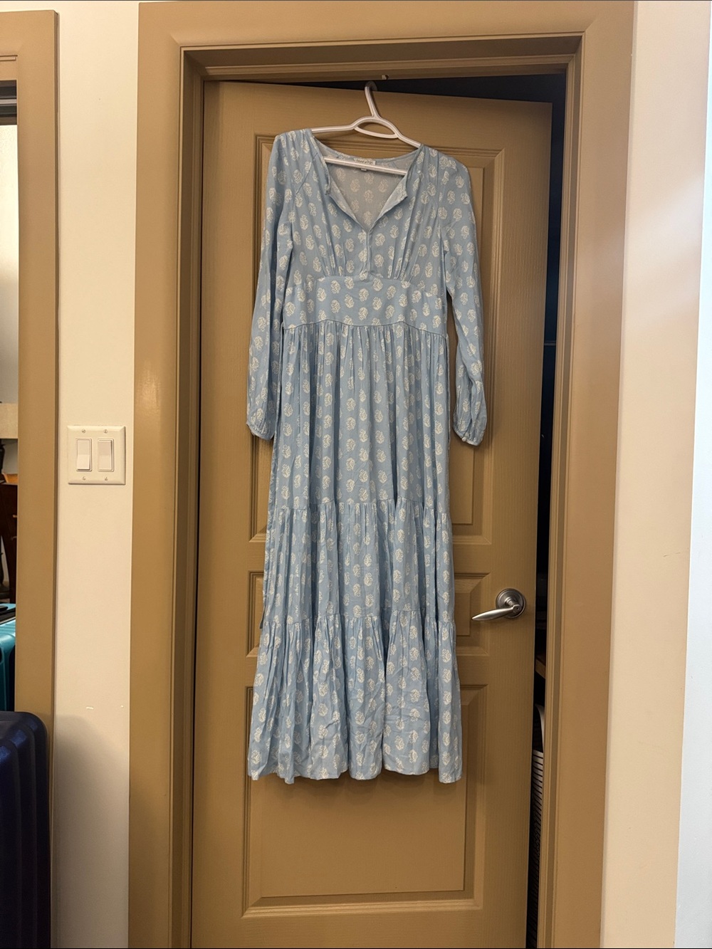 Patrons of Peace Light Blue Paisley Maxi Dress